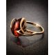 Gold-Plated Silver Ring With Cognac Amber The Palermo, Ring Size: 10 / 20, image , picture 2