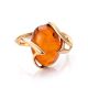 Gold-Plated Silver Ring With Cognac Amber The Palermo, Ring Size: 6 / 16.5, image , picture 3