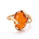 Gold-Plated Silver Ring With Cognac Amber The Palermo, Ring Size: 11.5 / 21, image , picture 3