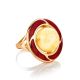 Amber and Red Enamel Ring In Gold-Plated Silver The Empire, Ring Size: 9 / 19, image , picture 3