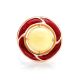 Amber and Red Enamel Ring In Gold-Plated Silver The Empire, Ring Size: 6 / 16.5, image , picture 4