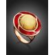 Amber and Red Enamel Ring In Gold-Plated Silver The Empire, Ring Size: 6 / 16.5, image , picture 2