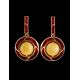 Amber and Red Enamel Earrings In Gold-Plated Silver The Empire, image , picture 2