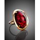 Bright Red Amber Cocktail Ring The Elegy, Ring Size: 8 / 18, image , picture 2