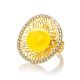 Fabulous Honey Amber Ring In Gold-Plated Silver With Crystals The Venus, Ring Size: Adjustable, image , picture 5