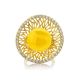 Fabulous Honey Amber Ring In Gold-Plated Silver With Crystals The Venus, Ring Size: Adjustable, image , picture 6