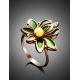 Wonderful Gold-Plated Ring With Amber And Enamel The Verona, Ring Size: 11 / 20.5, image , picture 2
