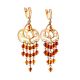 Cherry Amber Chandelier Earrings In Gold-Plated Silver The Siesta, image , picture 3