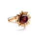 Gold-Plated Ring With Bright Cherry Amber The Aster, Ring Size: 5.5 / 16, image , picture 3