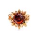 Gold-Plated Ring With Bright Cherry Amber The Aster, Ring Size: 7 / 17.5, image , picture 4