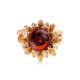 Gold-Plated Ring With Bright Cherry Amber The Aster, Ring Size: 11 / 20.5, image , picture 4