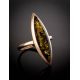 Gold-Plated Silver Ring With Green Amber The Grace, Ring Size: 8 / 18, image , picture 2