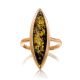 Gold-Plated Silver Ring With Green Amber The Grace, Ring Size: 7 / 17.5, image , picture 3