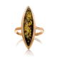 Gold-Plated Silver Ring With Green Amber The Grace, Ring Size: 12 / 21.5, image , picture 3