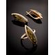 Gold-Plated Silver Ring With Green Amber The Grace, Ring Size: 12 / 21.5, image , picture 5