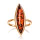 Gold-Plated Silver Ring With Cognac Amber The Grace, Ring Size: 9 / 19, image , picture 4