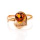 Golden Ring With Cognac Amber The Kalina, Ring Size: 5 / 15.5, image , picture 3