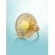 Round Amber Ring With Crystals In Gold The Venus, Ring Size: 8.5 / 18.5, image , picture 3