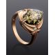 Green Amber Ring In Gold-Plated Silver With Crystals The Albertina, Ring Size: 13 / 22, image , picture 2