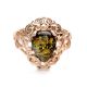 Gold-Plated Cocktail Ring With Green Amber The Luxor, Ring Size: 11.5 / 21, image , picture 3