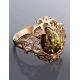 Gold-Plated Cocktail Ring With Green Amber The Luxor, Ring Size: 11.5 / 21, image , picture 2