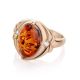 Cognac Amber Ring In Gold-Plated Silver With Crystals The Albertina, Ring Size: 13 / 22, image , picture 5