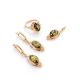 Drop Gold-Plated Earrings With Green Amber And Crystals The Albertina, image , picture 5