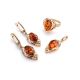 Cognac Amber Ring In Gold-Plated Silver With Crystals The Albertina, Ring Size: 11.5 / 21, image , picture 6