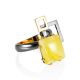 Extraordinary Silver Adjustable Ring With Amber The Picasso, Ring Size: Adjustable, image 