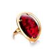 Bright Red Amber Cocktail Ring The Elegy, Ring Size: 7 / 17.5, image 