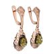 Gold-Plated Drop Earrings With Green Amber The Luxor, image , picture 3