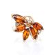 Gold-Plated Ring With Cognac Amber And Crystals The Verbena, Ring Size: 6.5 / 17, image , picture 5