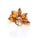 Gold-Plated Ring With Cognac Amber And Crystals The Verbena, Ring Size: 9.5 / 19.5, image , picture 3