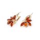 Amber Earrings In Gold-Plated Silver With Crystals The Lotus, image , picture 3