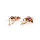 Amber Earrings In Gold-Plated Silver With Crystals The Lotus, image , picture 4