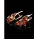 Amber Earrings In Gold-Plated Silver With Crystals The Lotus, image , picture 2
