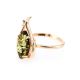 Bright Gold-Plated Ring With Green Amber The Tulip, Ring Size: 13 / 22, image , picture 3