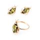 Bright Gold-Plated Ring With Green Amber The Tulip, Ring Size: 12 / 21.5, image , picture 4