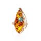 Cognac Amber Golden Cocktail Ring With Nacre The Atlantis, Ring Size: Adjustable, image , picture 3