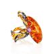 Adjustable Gold-Plated Ring With Cognac Amber And Crystals The Triumph, Ring Size: Adjustable, image , picture 3