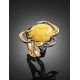Adjustable Honey Amber Ring In Gold-Plated Silver The Pompadour, Ring Size: Adjustable, image , picture 2