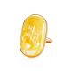 Amazing Golden Ring With Honey Amber, Ring Size: 7 / 17.5, image , picture 3