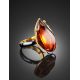 One Size Amber Ring In Gold-Plated Silver The Rialto, Ring Size: Adjustable, image , picture 2
