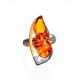 Adjustable Gold-Plated Ring With Cognac Amber The Triumph, Ring Size: Adjustable, image , picture 3