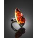 Adjustable Gold-Plated Ring With Cognac Amber The Triumph, Ring Size: Adjustable, image , picture 2