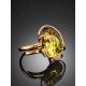 Green Amber Cocktail Ring In Gold Plated Silver Ring The Rialto, Ring Size: Adjustable, image , picture 2