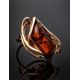 Bold Gold-Plated Ring With Cognac Amber The Illusion, Ring Size: 5.5 / 16, image , picture 2