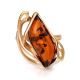 Bold Gold-Plated Ring With Cognac Amber The Illusion, Ring Size: 8 / 18, image , picture 4