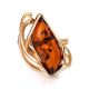 Bold Gold-Plated Ring With Cognac Amber The Illusion, Ring Size: 12 / 21.5, image , picture 4