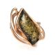 Gold-Plated Ring With Green Amber The Illusion, Ring Size: 9 / 19, image , picture 4